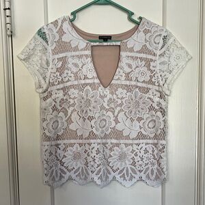 Express White Lace Floral Blouse size S